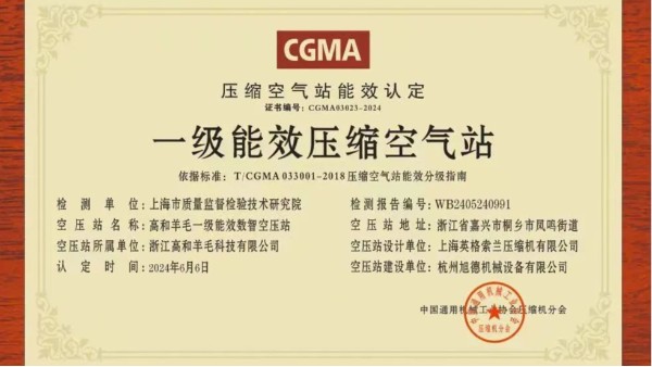 這家企業(yè)成功掛牌國家一級(jí)能效壓縮空氣站！站房用氣單耗下降28%！